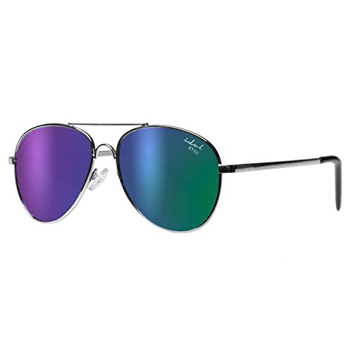 Kids I - IE68038, Silver frame aviator kids sunglasses with Revo mirror lens